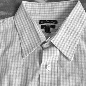 Croft & Barrow Men's Blue Striped Long Sleeve Dress Shirt  Size Medium 16 34/35